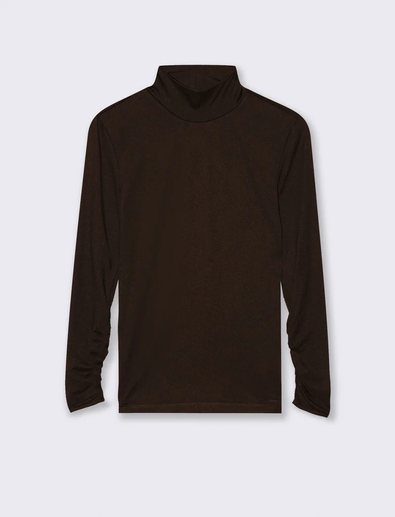 MAGLIA COLLO ALTO MANICA LUNGA BASIC - Moro