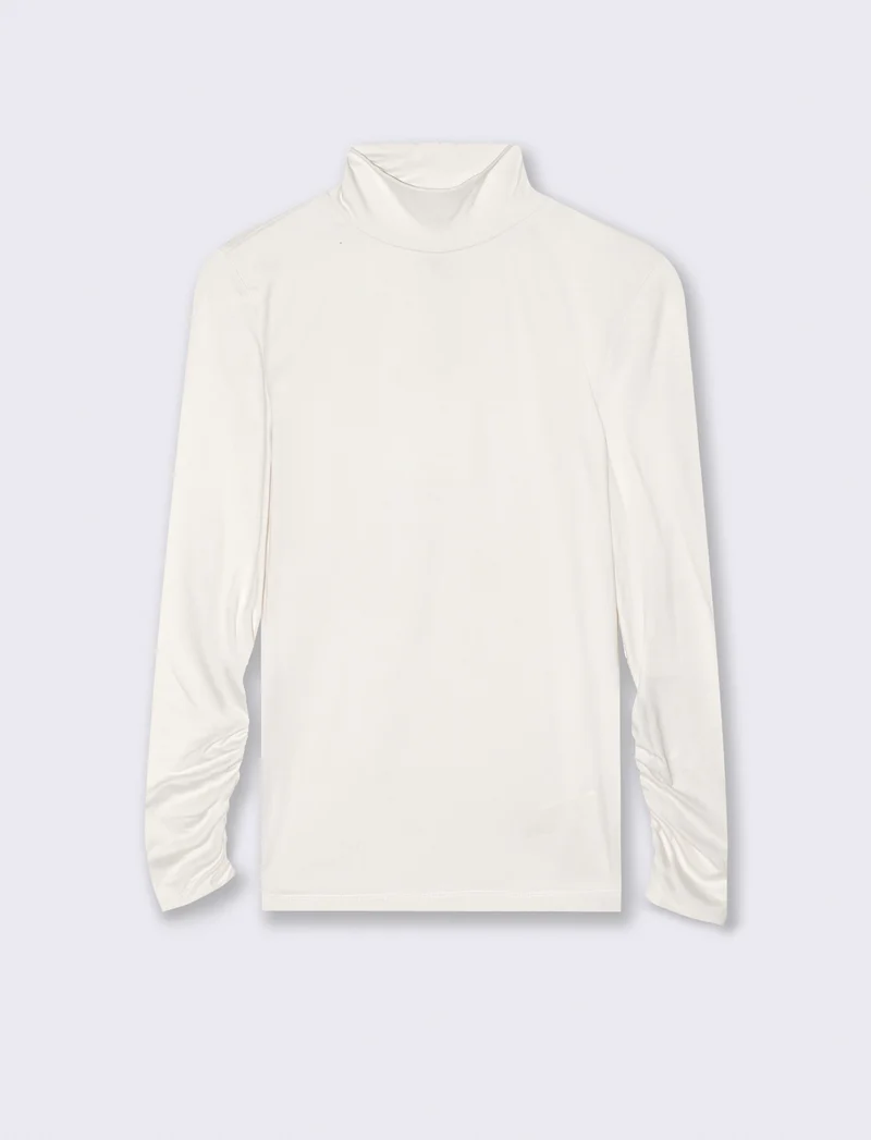 MAGLIA COLLO ALTO MANICA LUNGA BASIC - Avorio