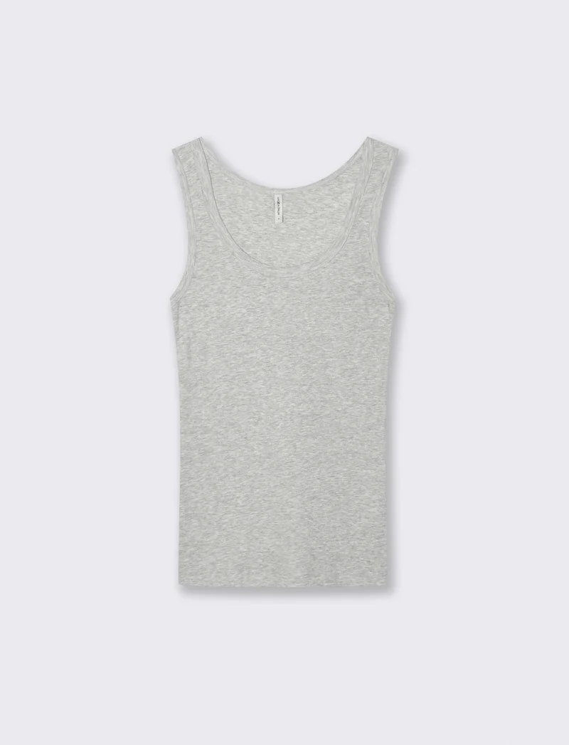 Canottiera Basica Scollo Madonna Skinny - Grigio chiaro mel.