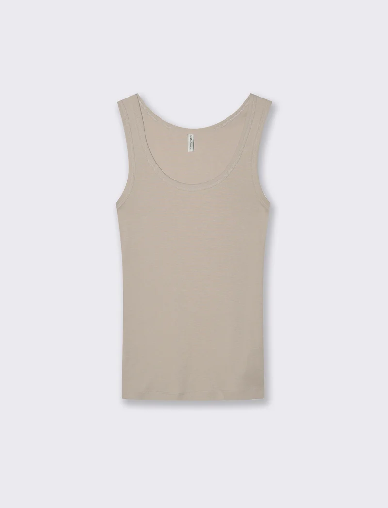 Canottiera Basica Scollo Madonna Skinny - Beige grano