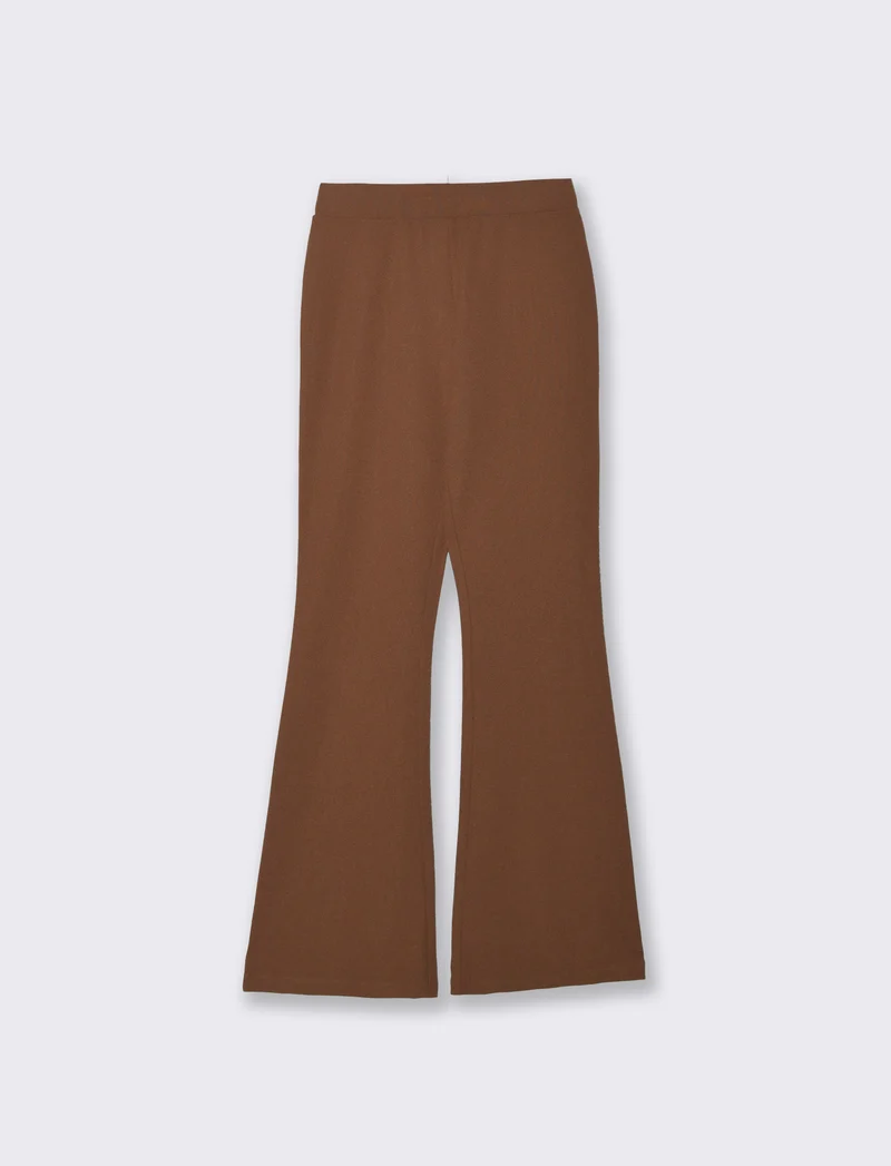 Pantalone Flare con Banda Elastica Vita - Marrone