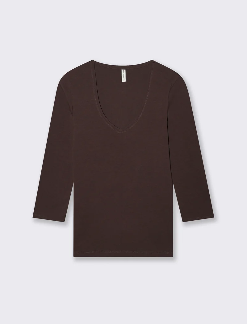 T-Shirt Manica Lunga Scollo a V - Moro