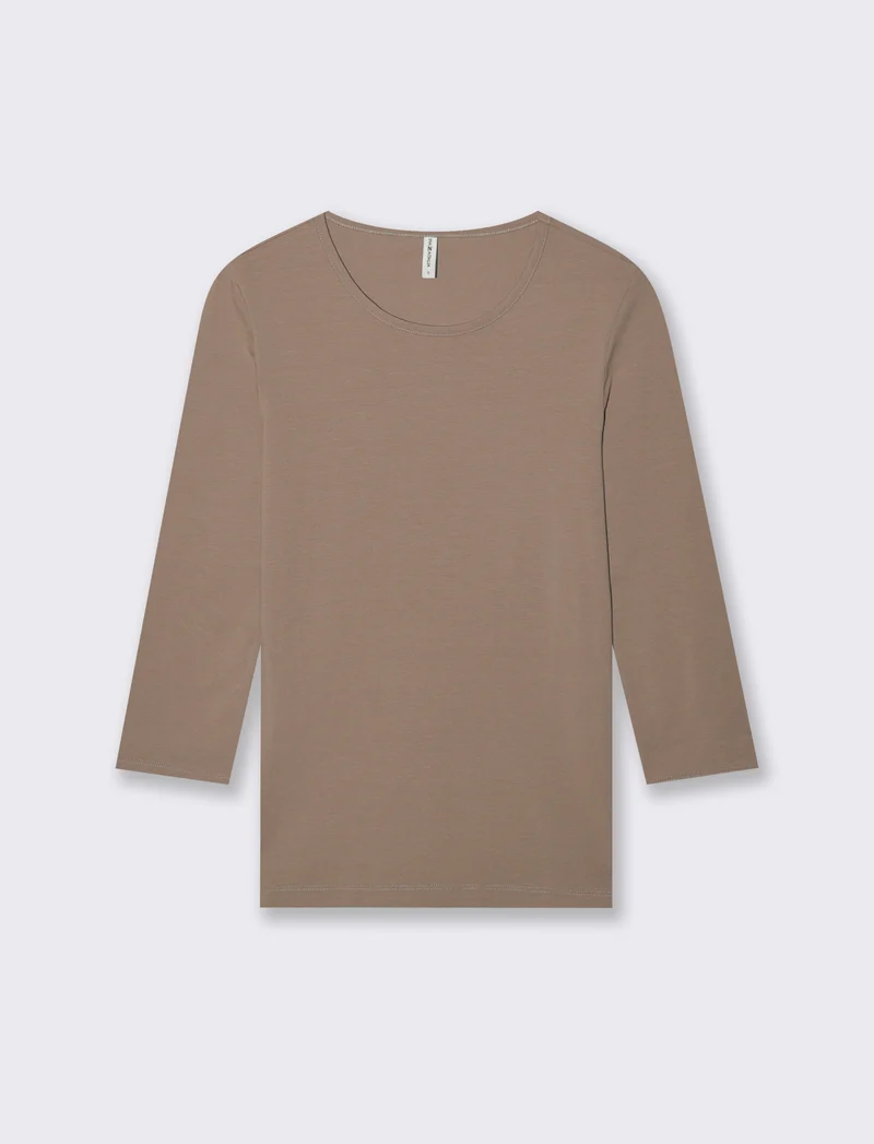 T-Shirt Manica Lunga Girocollo Skinny - Grigio tortora