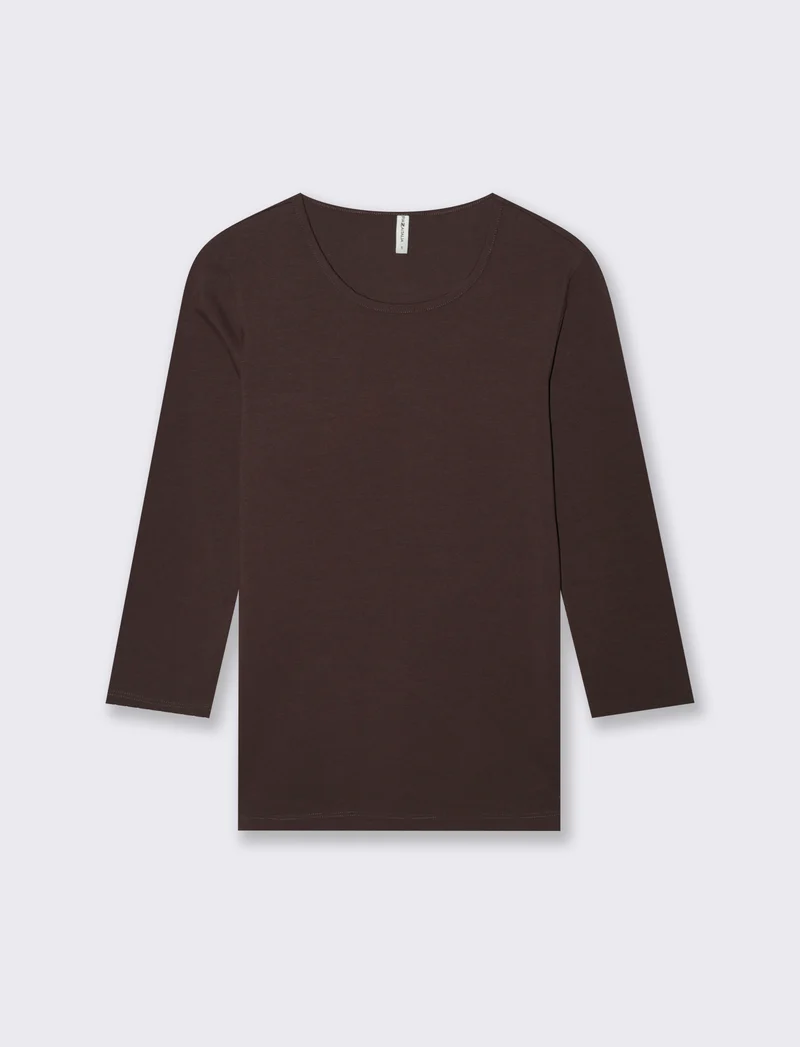 T-Shirt Manica Lunga Girocollo Skinny - Moro