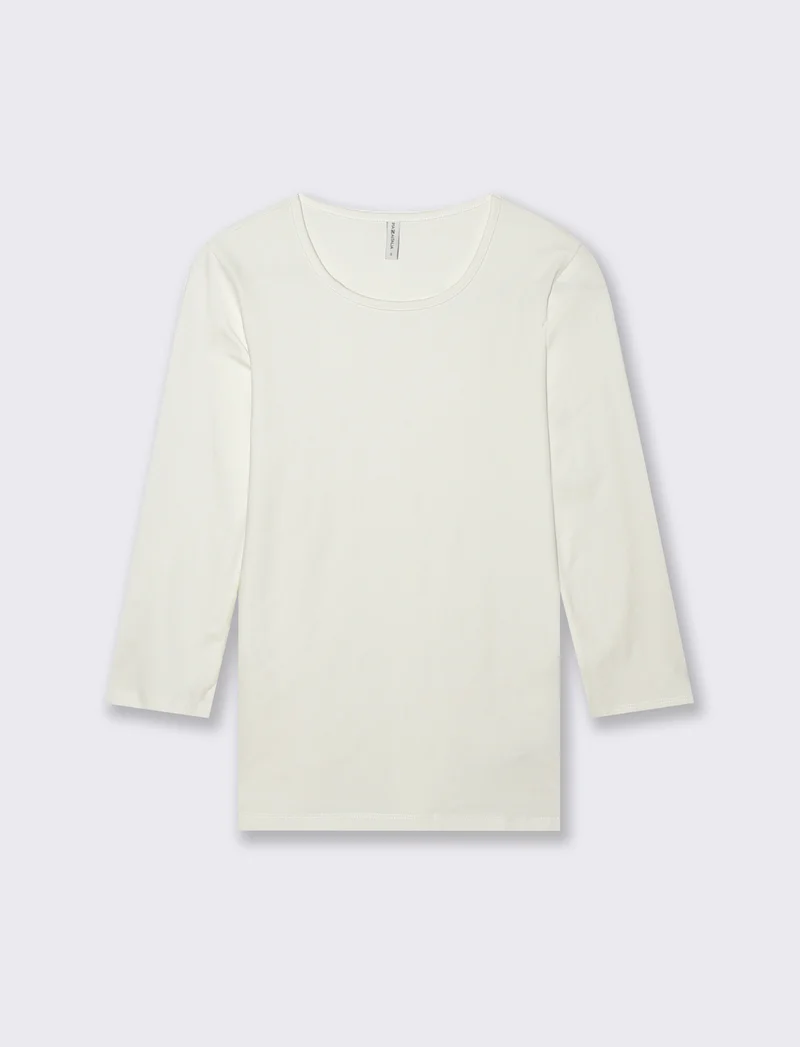 T-Shirt Manica Lunga Girocollo Skinny - Bianco latte