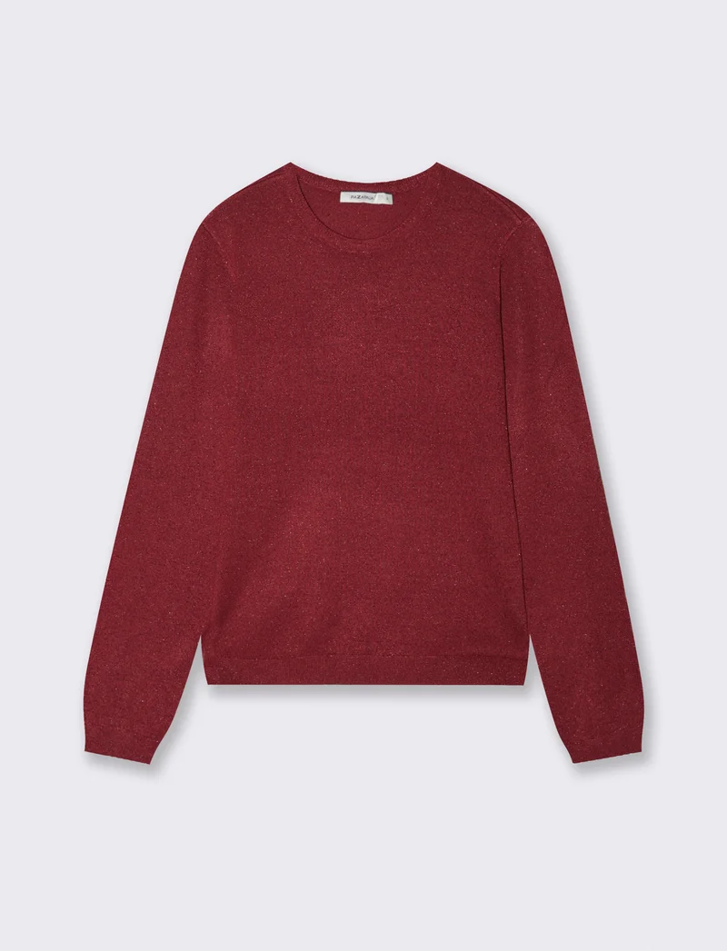 Maglia manica lunga effetto metallo - Rosso india
