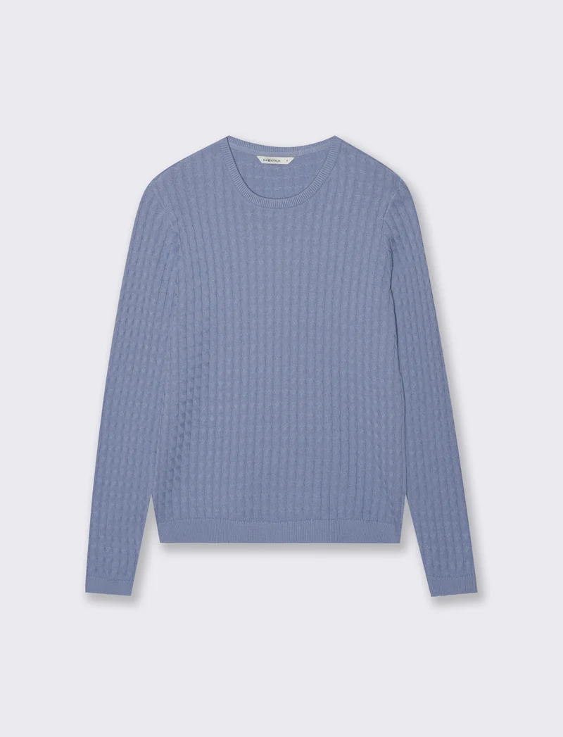 Maglia Girocollo a Treccia - Denim