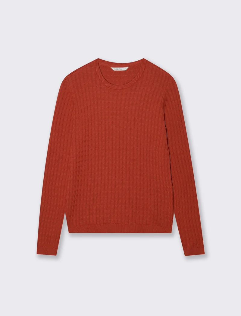 Maglia Girocollo a Treccia - Ruggine
