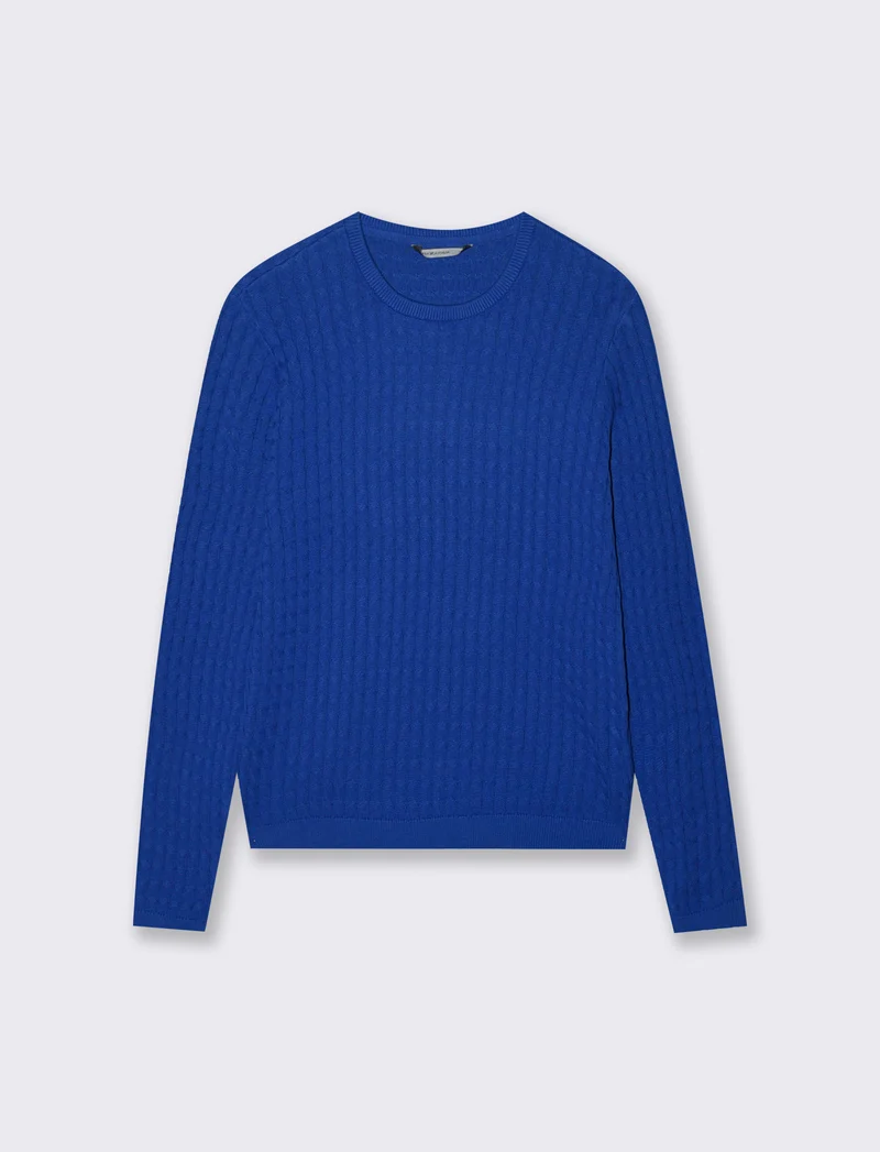 Maglia Girocollo a Treccia - Blu royal