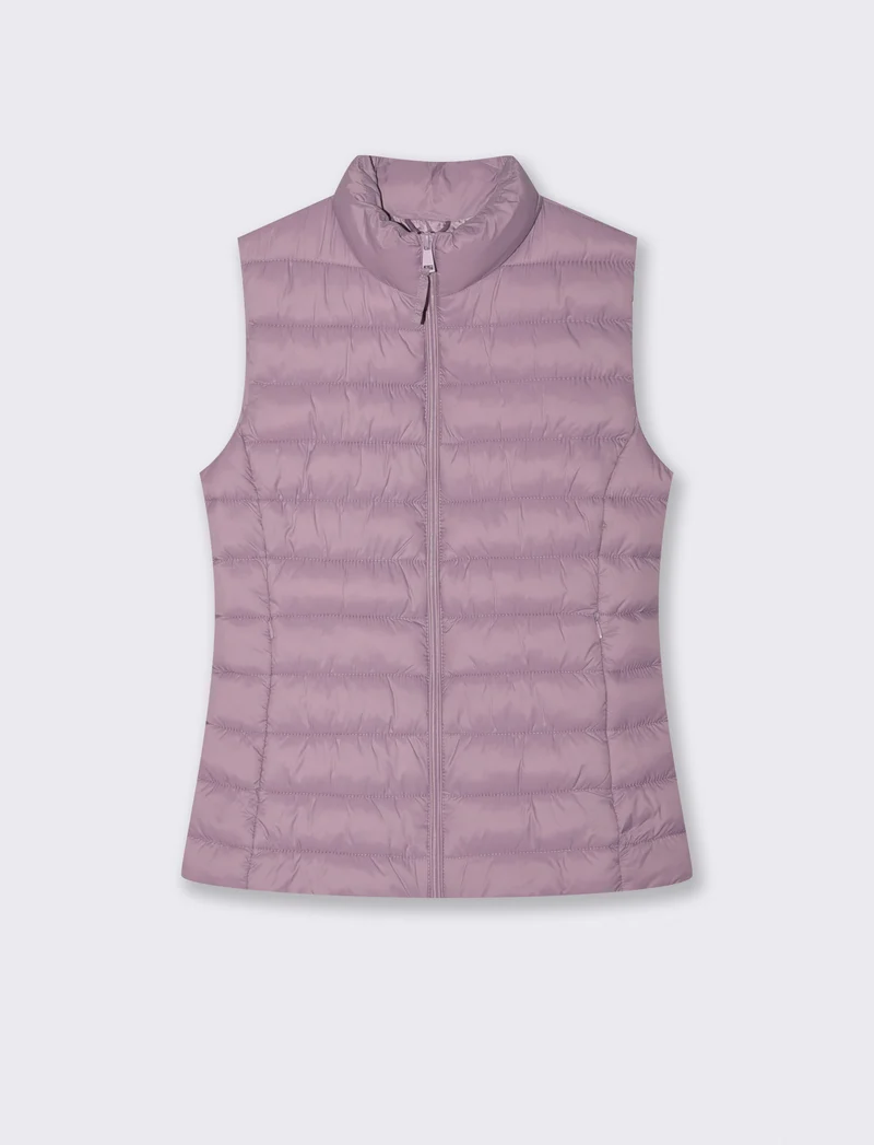 Giubbotto Smanicato Imbottito con Zip - Viola glicine