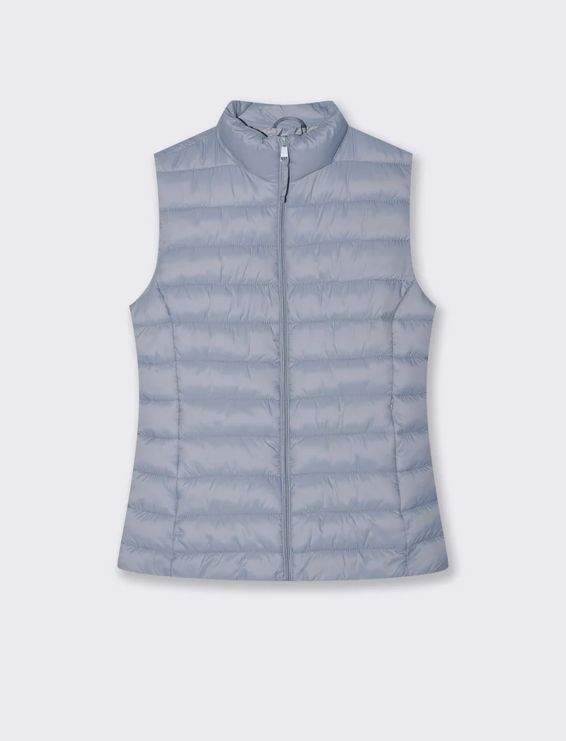 Giubbotto Smanicato Imbottito con Zip - Denim