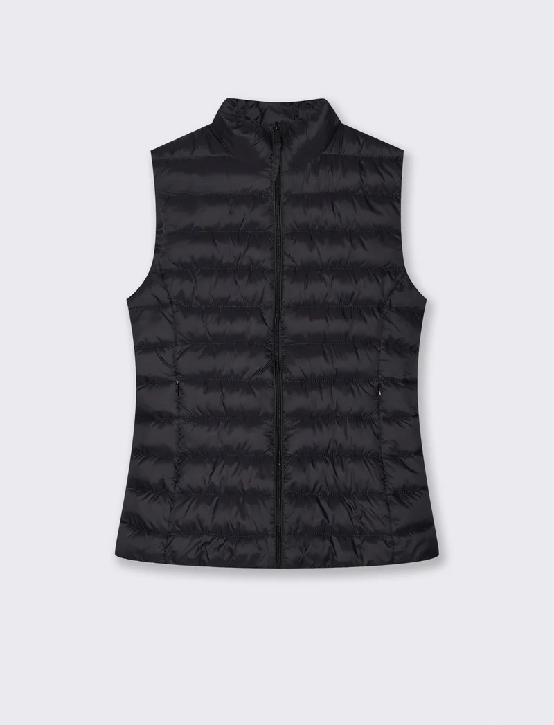 Giubbotto Smanicato Imbottito con Zip - Nero