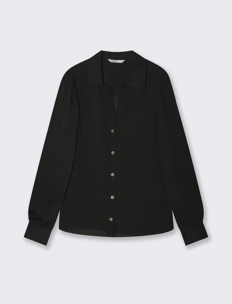 Camicia con Spacchi e Manica Lunga - Nero