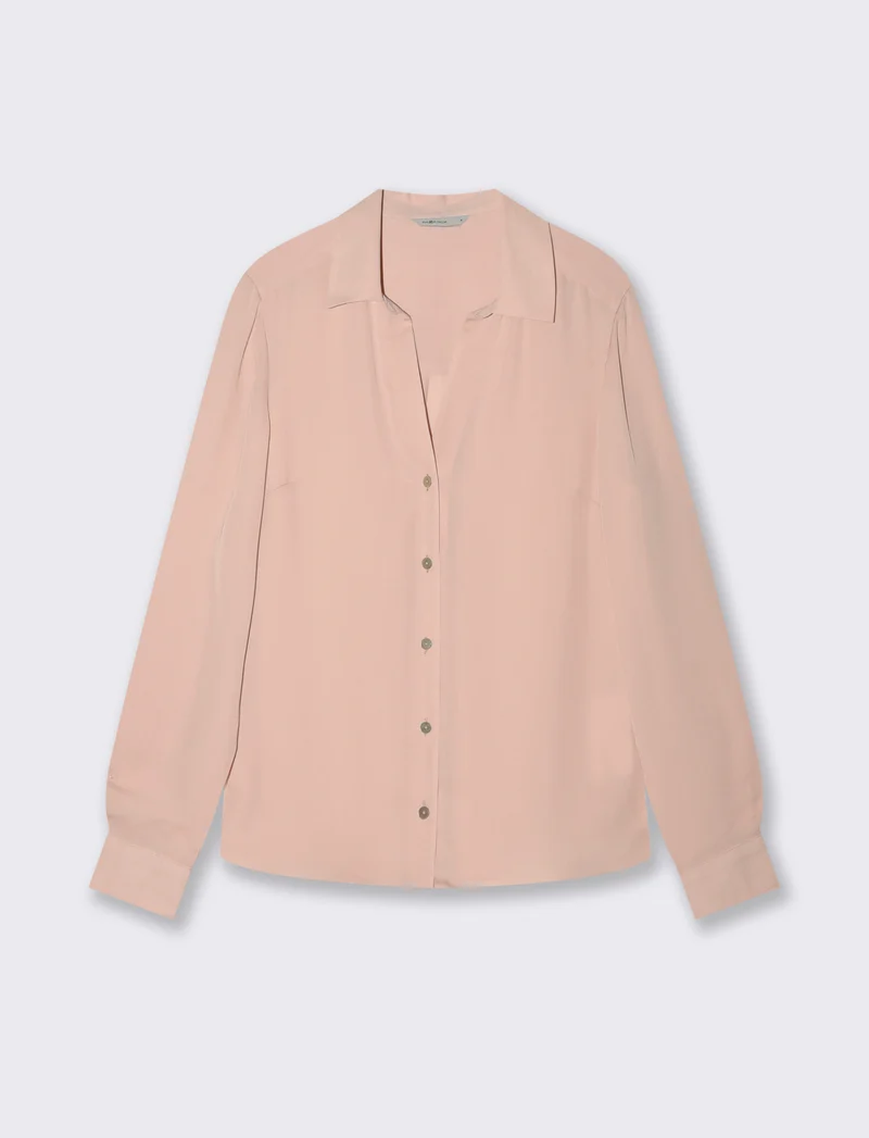 Camicia con Spacchi e Manica Lunga - Rosa chiaro
