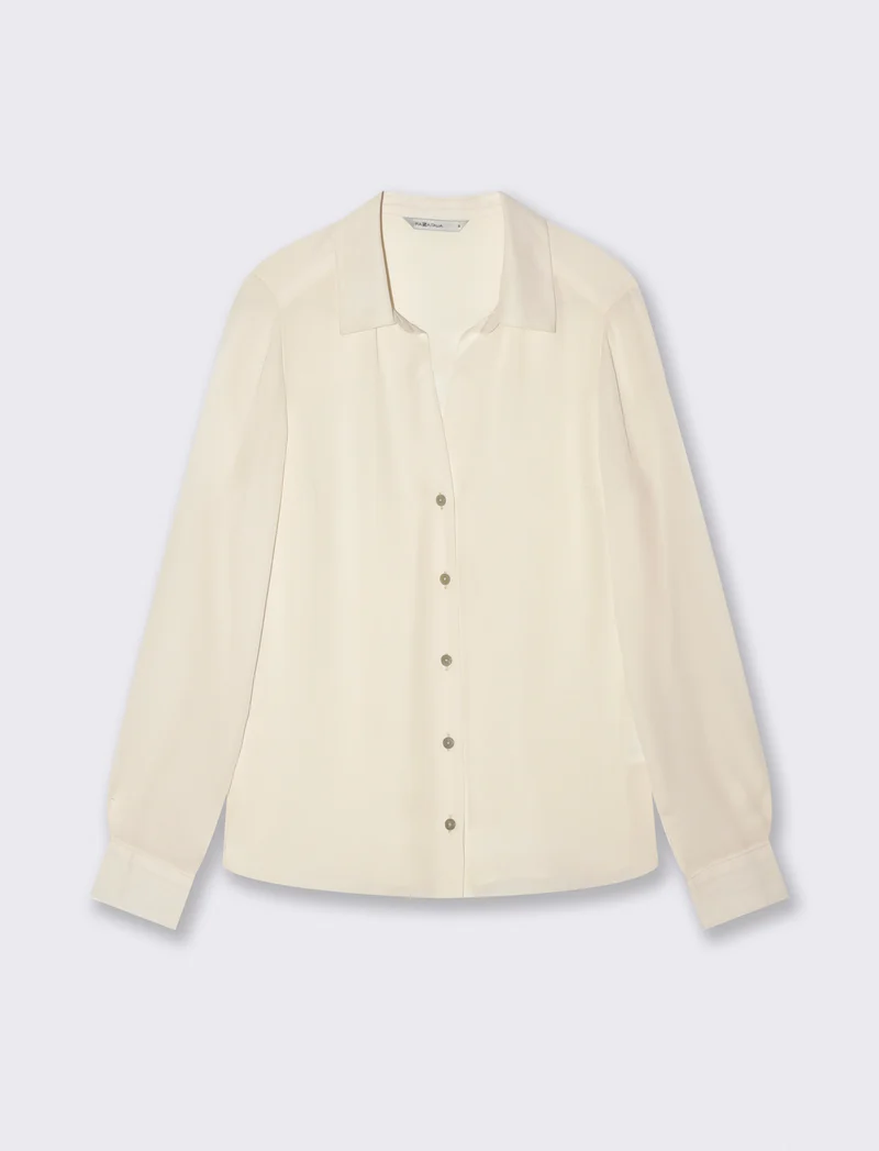 Camicia con Spacchi e Manica Lunga - Avorio