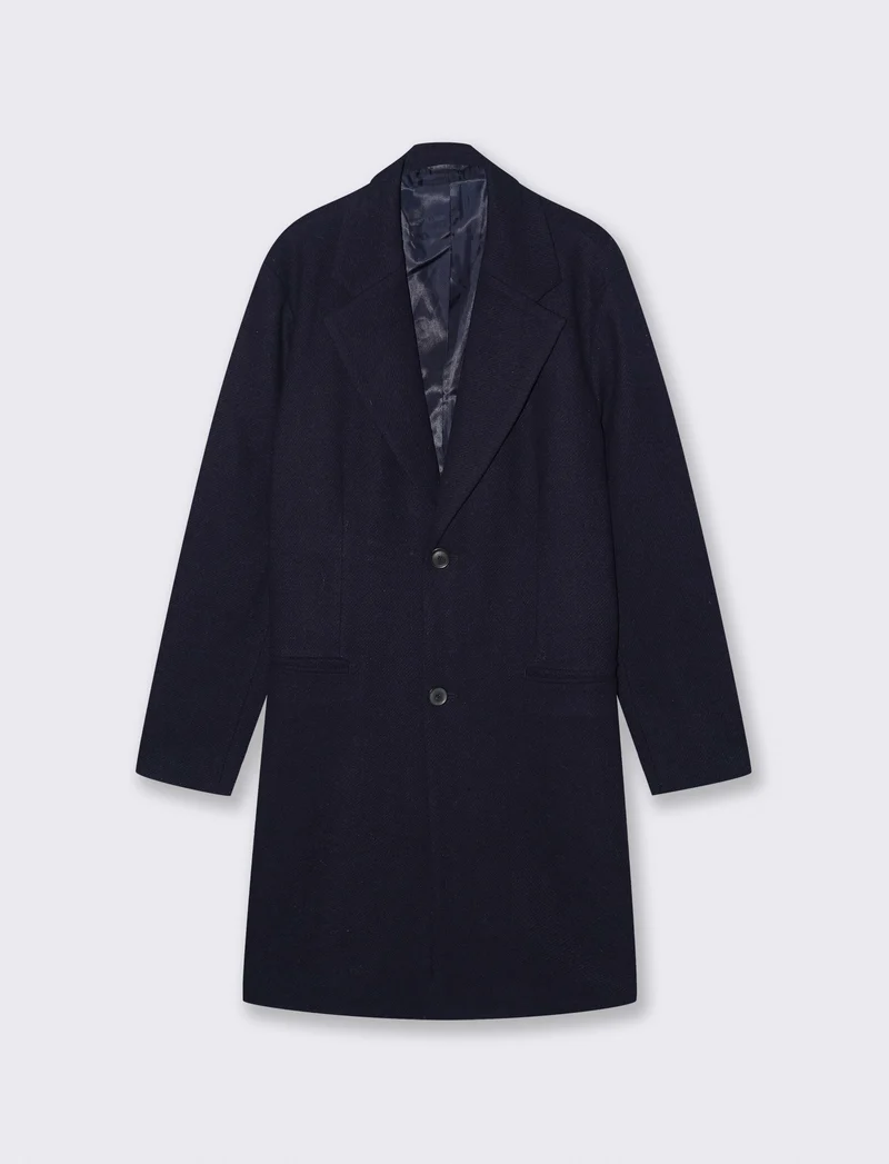 CAPPOTTO CLASSICO TESSUTO DIAGONALE - Blu