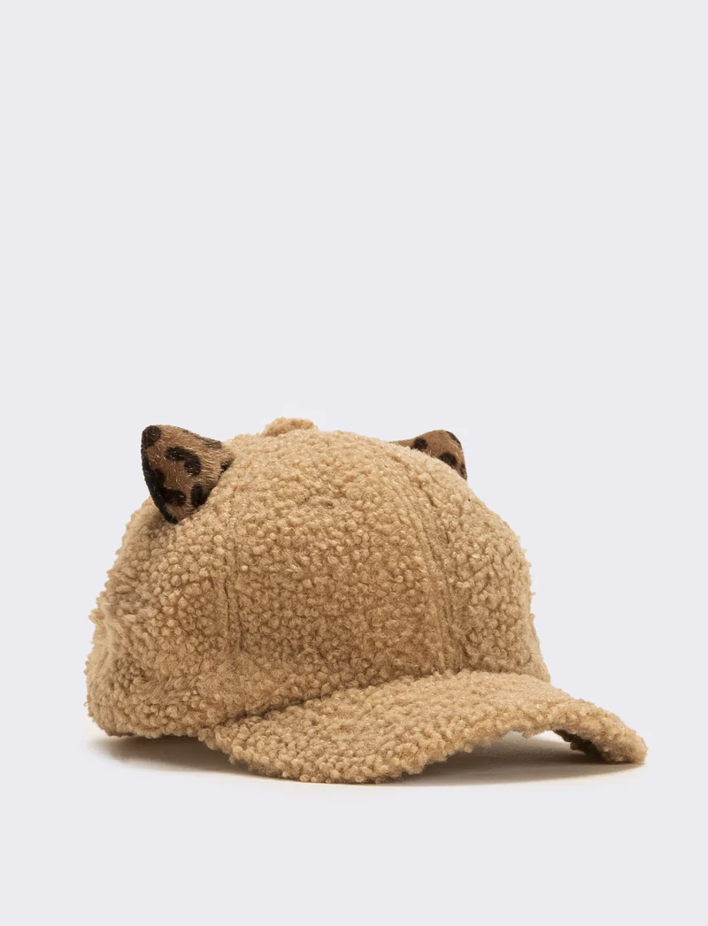 Cappello baseball con orecchie leopardate - Beige