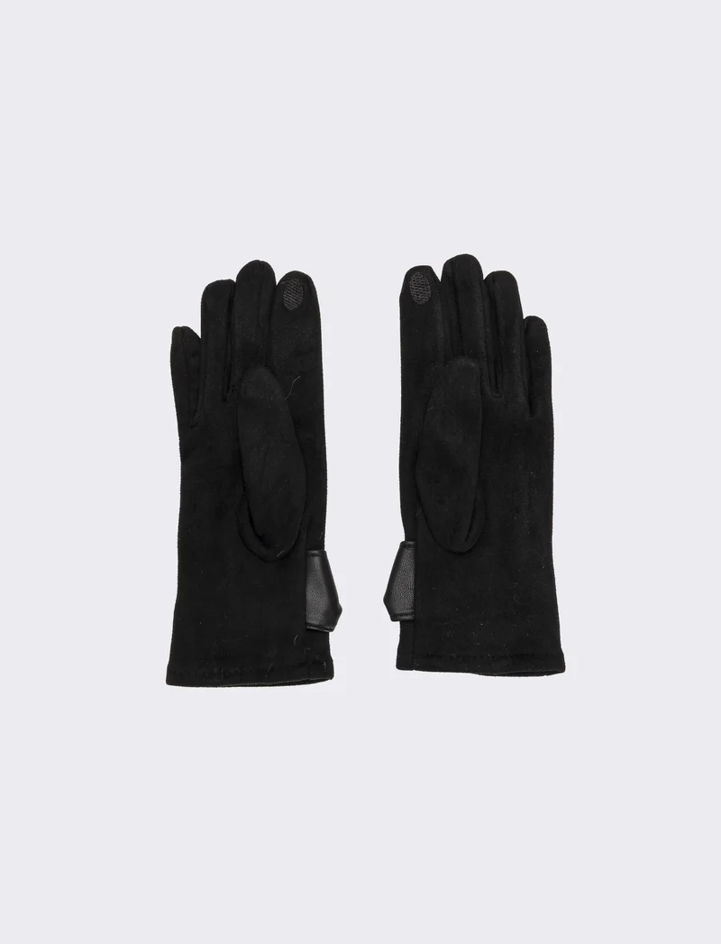 Guanti con incrocio in pvc donna - Nero