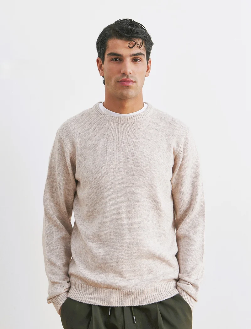 MAGLIA GIROCOLLO EFFETTO LANA - Beige