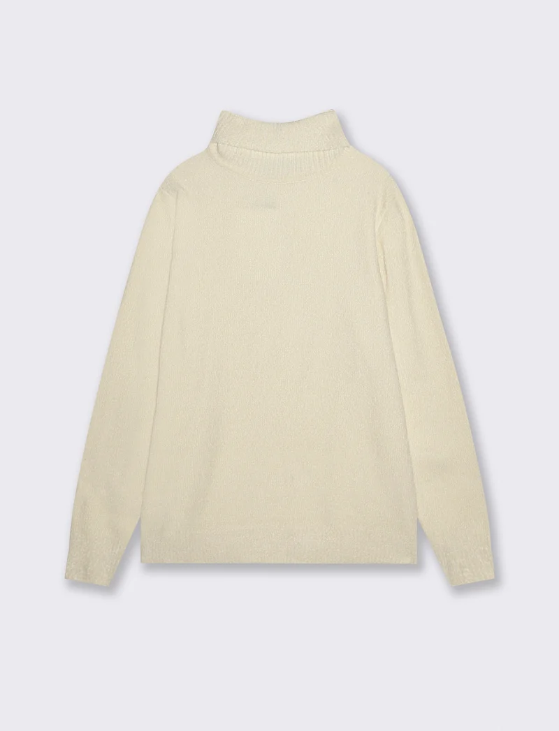 MAGLIA COLLO ALTO IN CINIGLIA - Beige ecru
