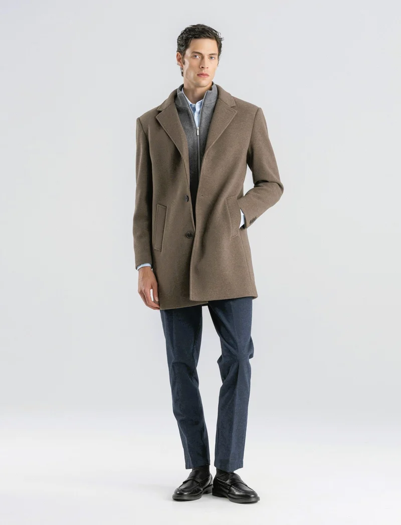CAPPOTTO FINTO DOPPIO CAPO - Grigio fango