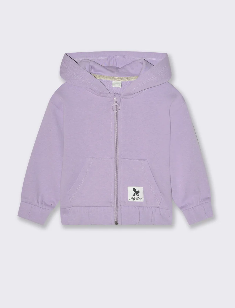 FELPA CON CAPPUCCIO E ZIP - Lilla