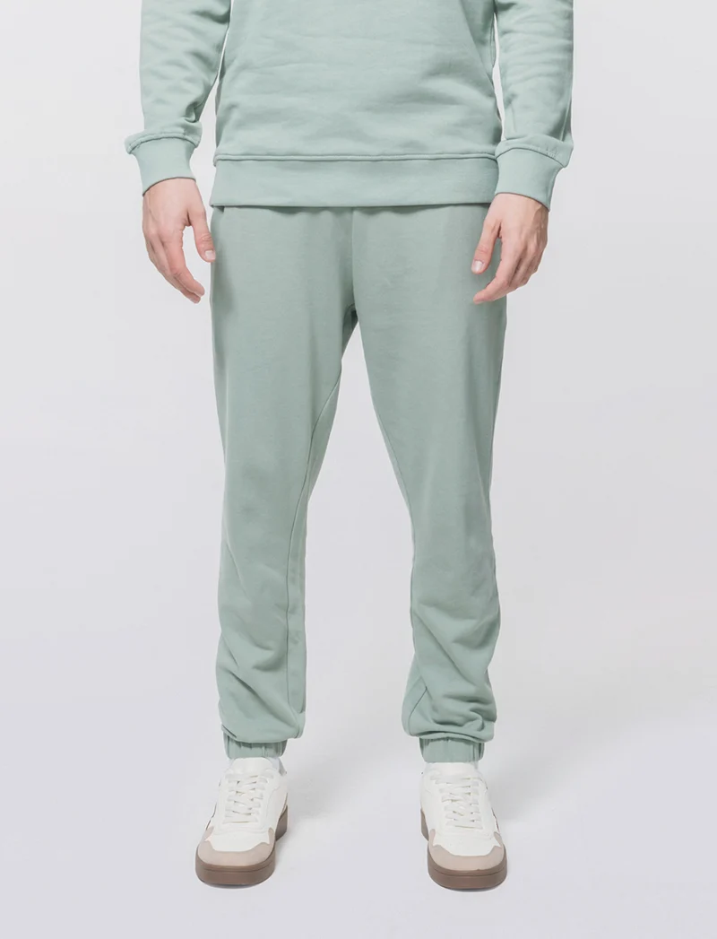 Pantaloni Jogger Basic in Felpa con Tasche - Verde salvia