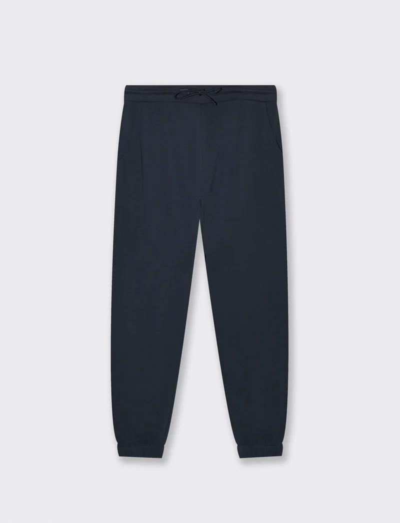 Pantaloni Jogger Basic in Felpa con Tasche - Blu