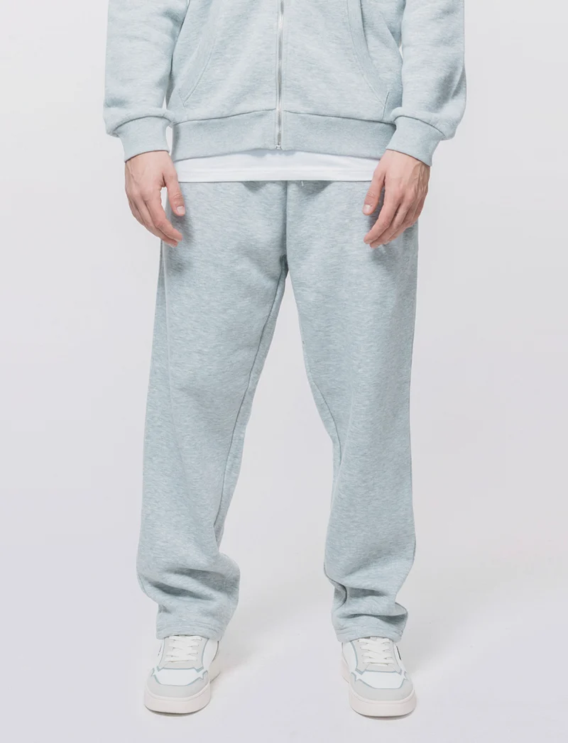 Pantaloni Felpa Jogger con Gamba Dritta - Grigio mel.