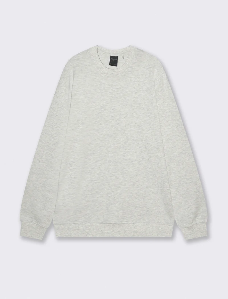 Felpa basic girocollo in cotone 100% - Grigio mel.