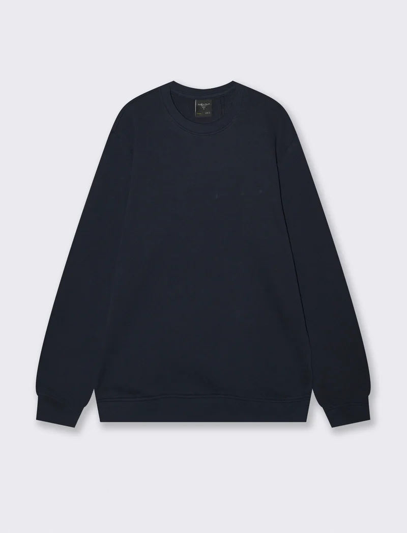 Felpa basic girocollo in cotone 100% - Blu