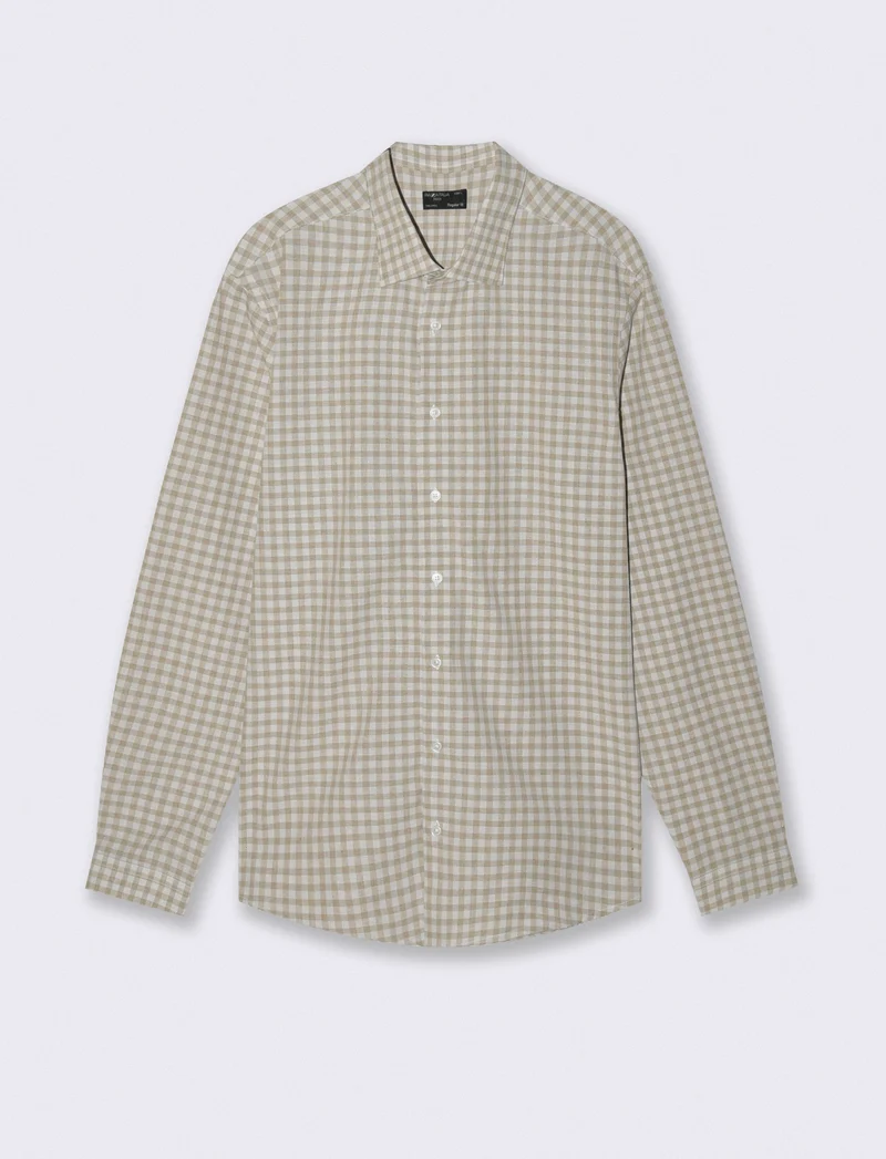 Camicia a quadri regular fit in cotone - Verde salvia