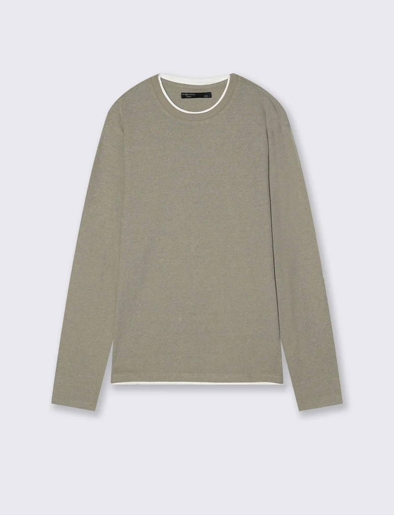 Maglia girocollo jacquard in misto cotone - Grigio stone
