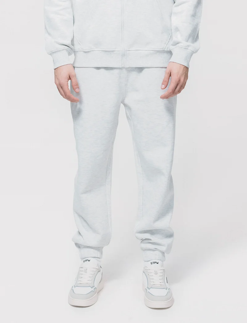 Pantaloni Jogger Basic in Piquet - Grigio mel.