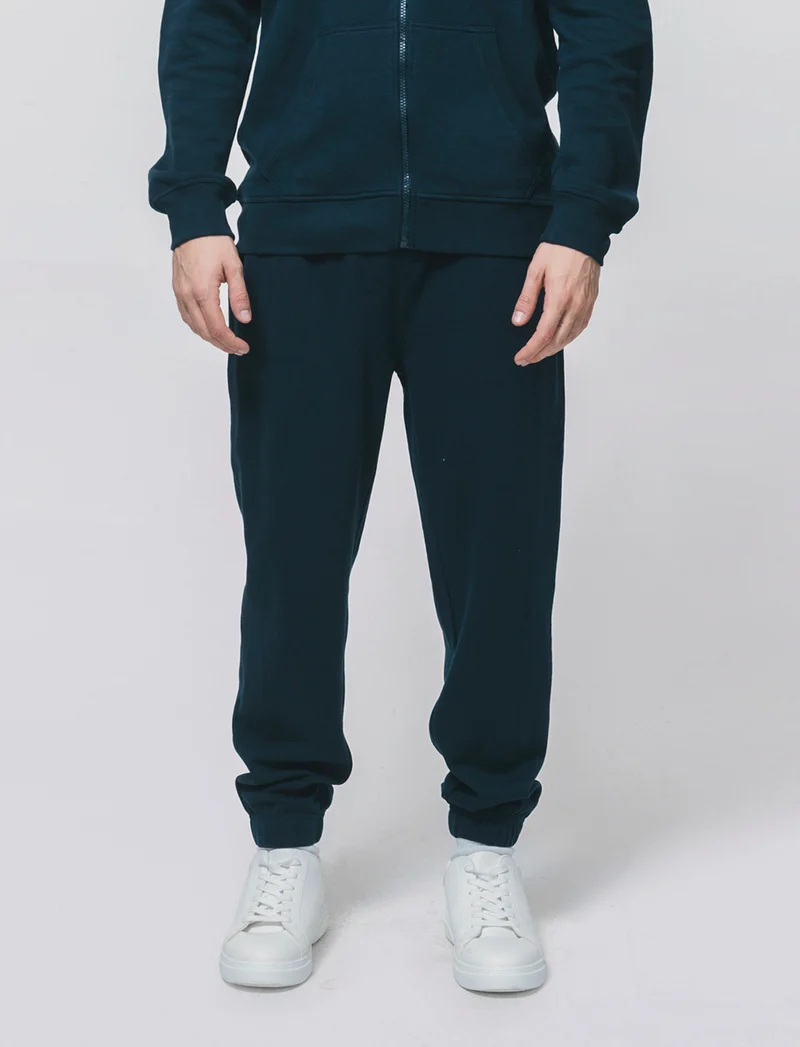 Pantaloni Jogger Basic in Piquet - Blu