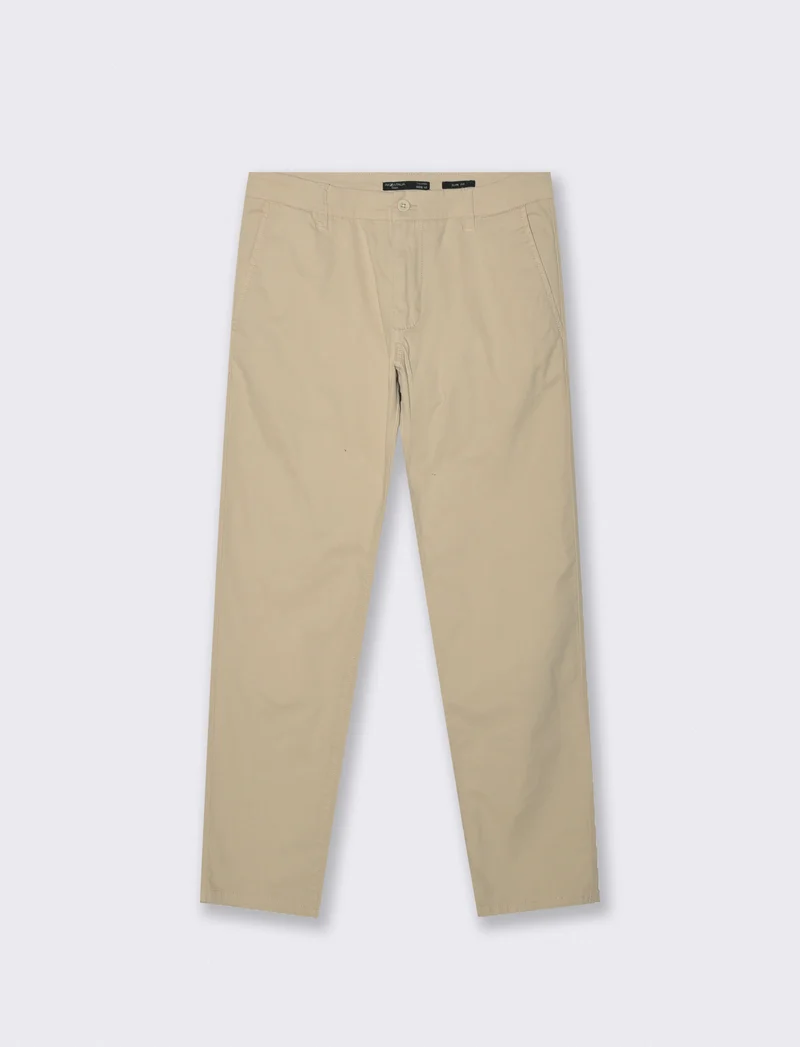Pantaloni Chino Slim Fit in Twill Cotone - Sabbia