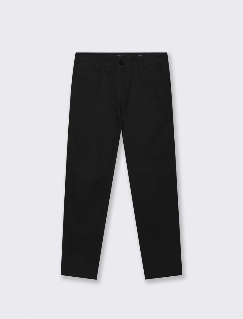 Pantaloni Chino Slim Fit in Twill Cotone - Nero