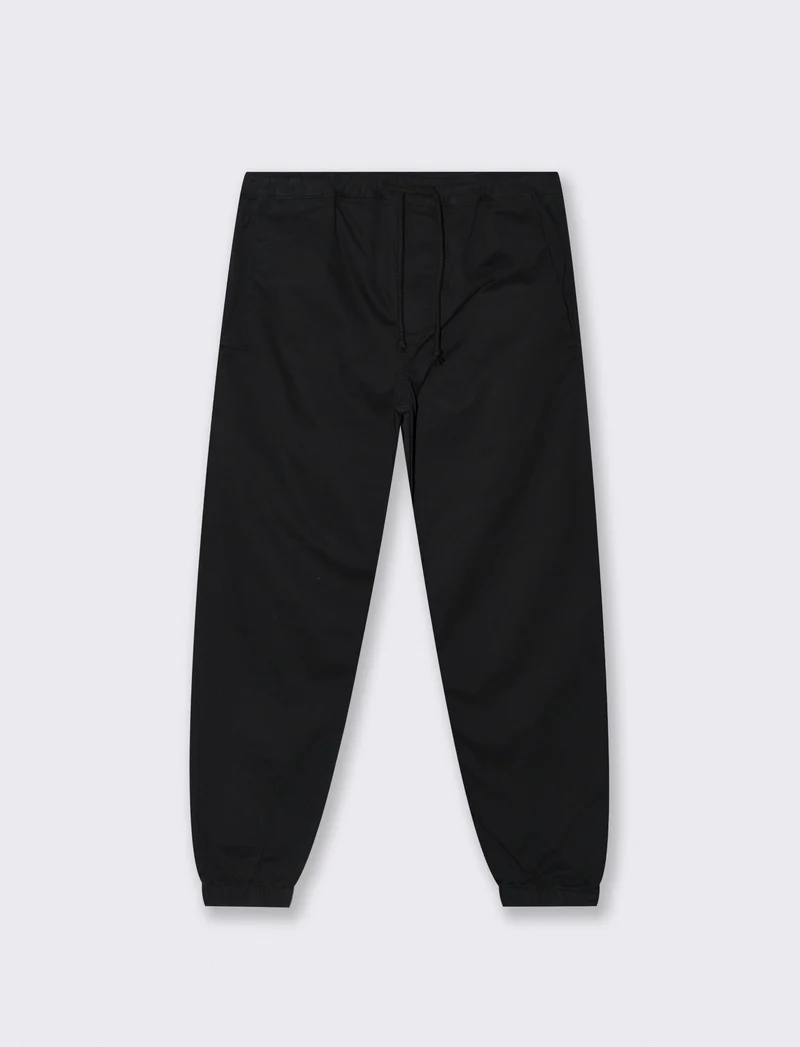 Pantaloni jogger in twill elasticizzato - Nero