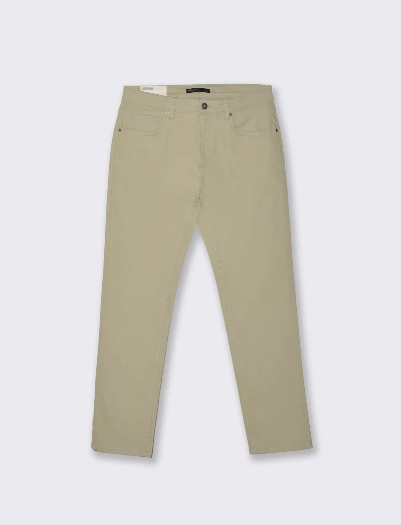 Pantaloni Slim Fit 5 Tasche Effetto Slavato - Grigio stone