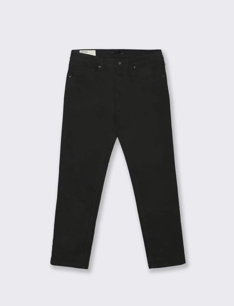 Pantaloni Slim Fit 5 Tasche Effetto Slavato - Nero