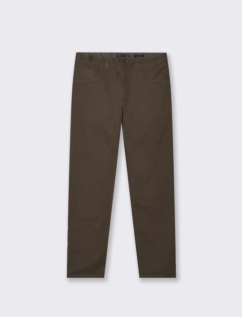 Pantaloni 5 Tasche Regular Fit Cotone - Moro