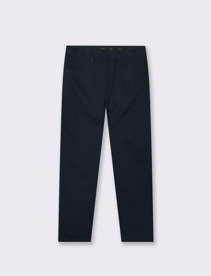 Pantaloni 5 Tasche Regular Fit Cotone - Blu