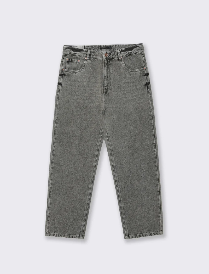 Jeans Baggy Fit Grigio Medio Slavato - Grigio