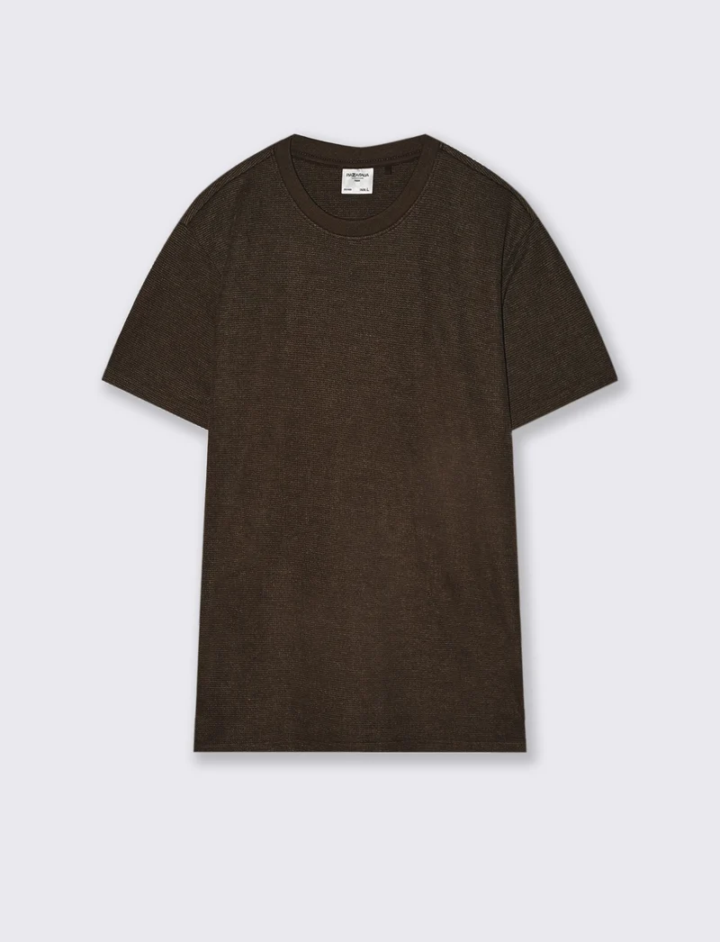 T-shirt Waffle Regular Fit Maniche Corte - Moro