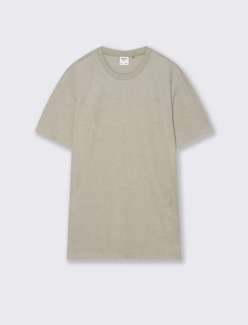 T-shirt Waffle Regular Fit Maniche Corte - Grigio stone
