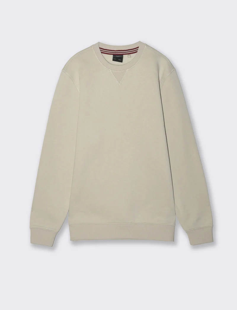 Felpa basic girocollo in misto cotone - Grigio ghiaccio