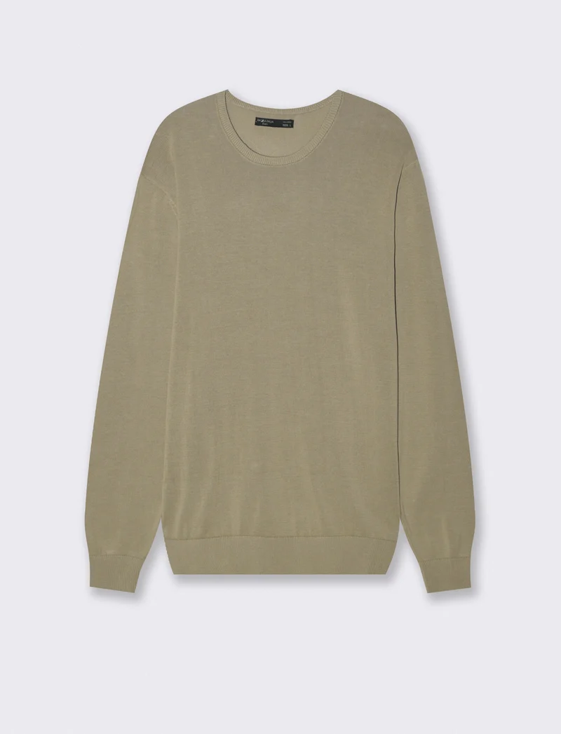 Maglia girocollo in puro cotone premium - Verde salvia