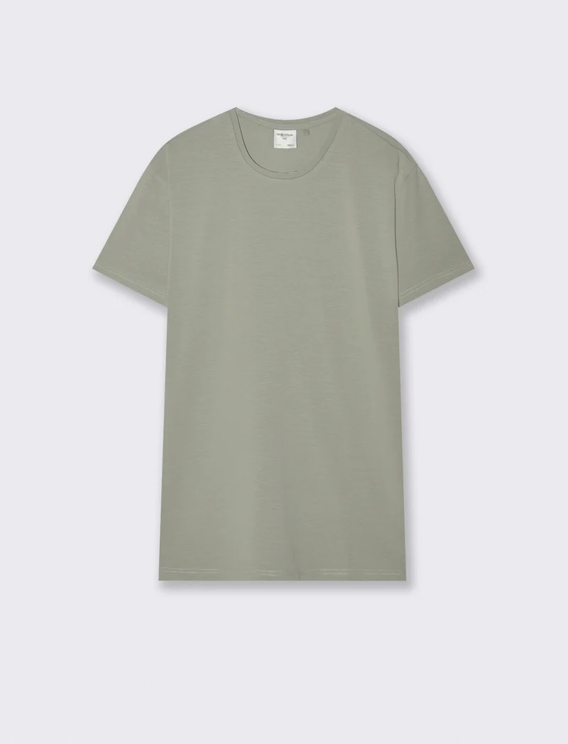 T-shirt slim fit in cotone elasticizzato - Verde salvia