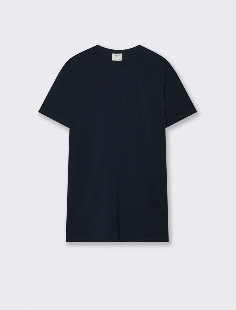 T-shirt slim fit in cotone elasticizzato - Blu notte