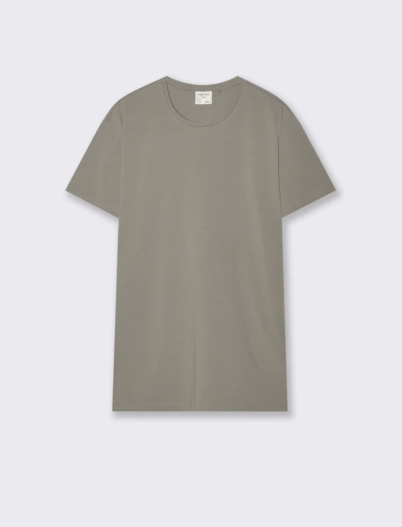 T-shirt slim fit in cotone elasticizzato - Grigio